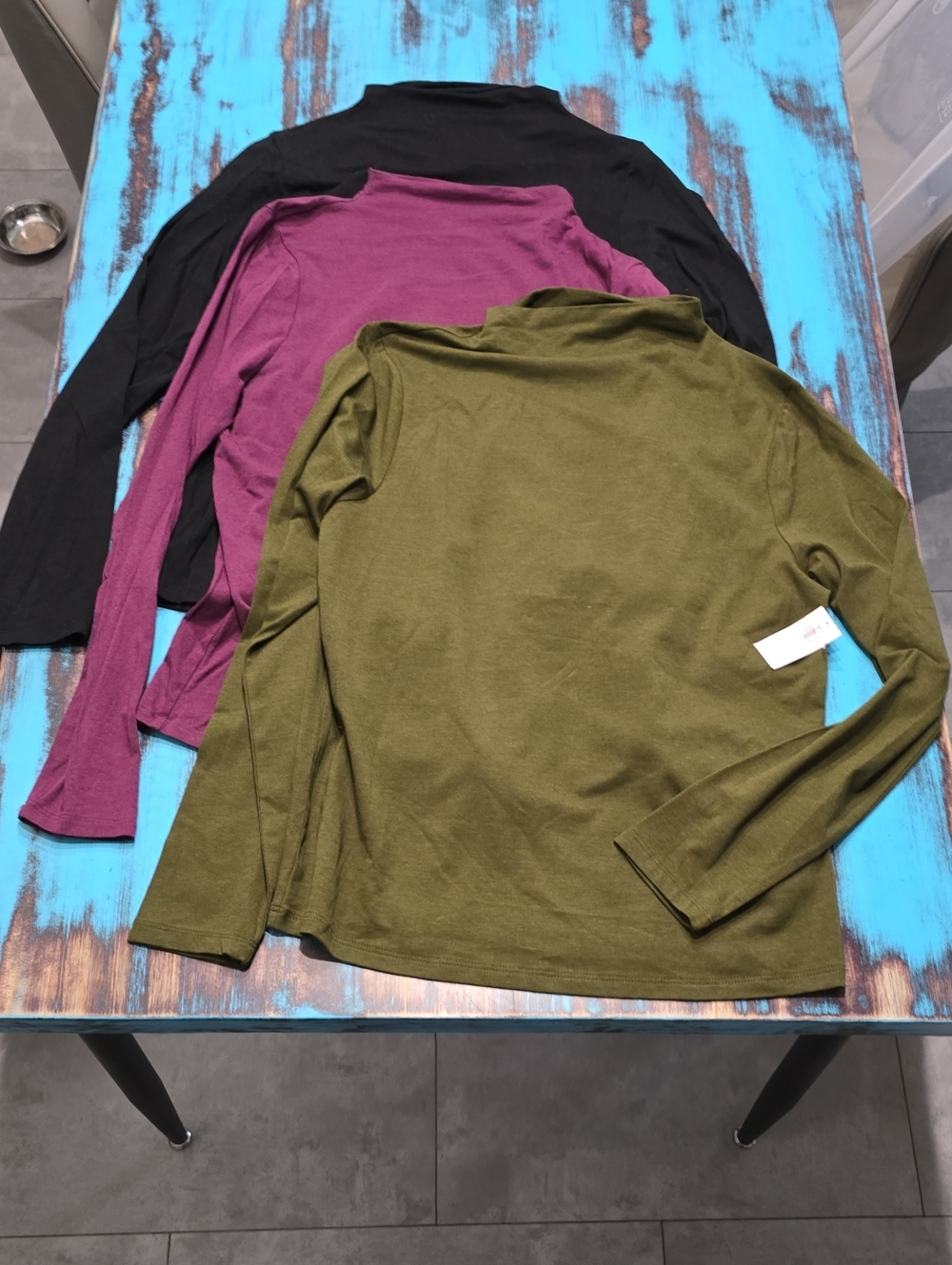 Old Navy Women’s Long-Sleeve Tops — Olive, Plum & Black